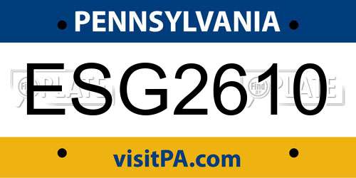 ESG2610 Pennsylvania License Plate