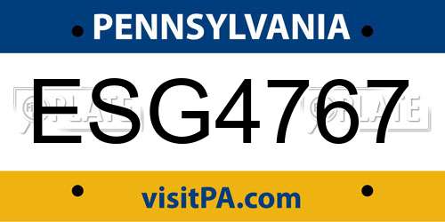 ESG4767 Pennsylvania License Plate
