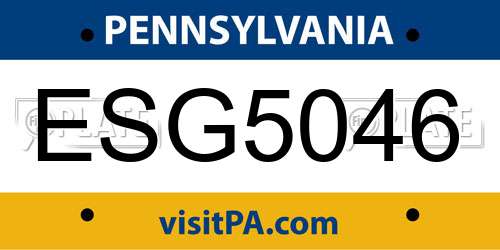 ESG5046 Pennsylvania License Plate