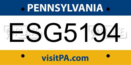 ESG5194 Pennsylvania License Plate