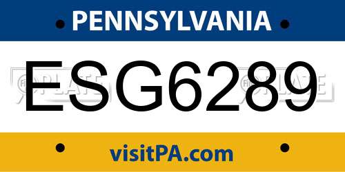 ESG6289 Pennsylvania License Plate