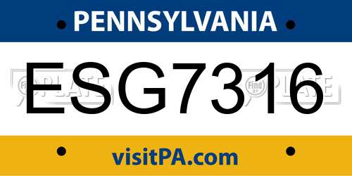 ESG7316 Pennsylvania License Plate