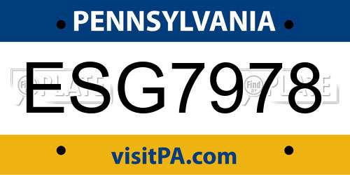 ESG7978 Pennsylvania License Plate