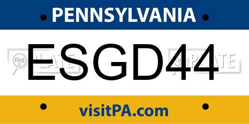 ESGD44 Pennsylvania License Plate