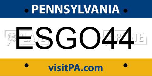 ESGO44 Pennsylvania License Plate