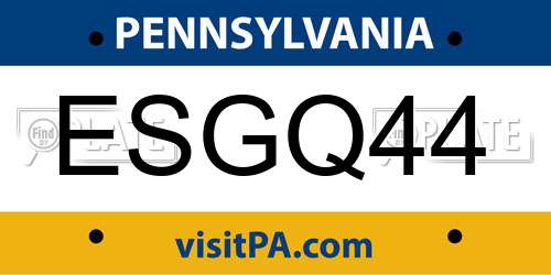 ESGQ44 Pennsylvania License Plate