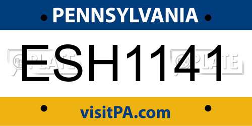 ESH1141 Pennsylvania License Plate