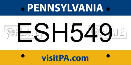ESH549 Pennsylvania License Plate