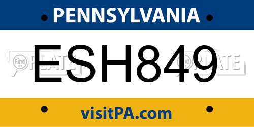 ESH849 Pennsylvania License Plate