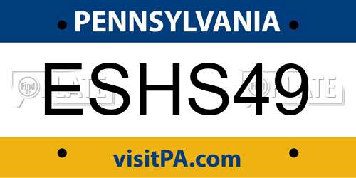 ESHS49 Pennsylvania License Plate
