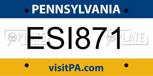 ESI871 Pennsylvania License Plate