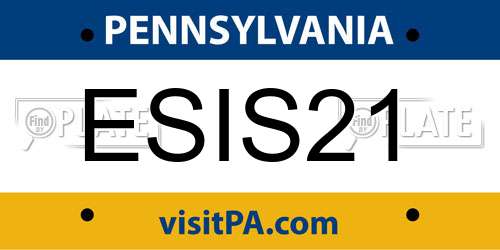 ESIS21 Pennsylvania License Plate
