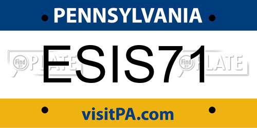 ESIS71 Pennsylvania License Plate