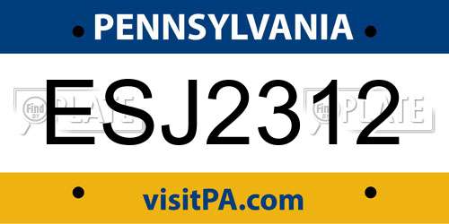 ESJ2312 Pennsylvania License Plate