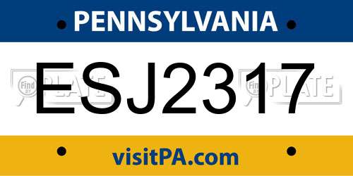 ESJ2317 Pennsylvania License Plate