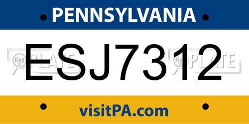 ESJ7312 Pennsylvania License Plate