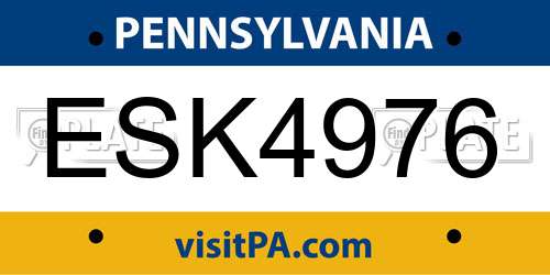 ESK4976 Pennsylvania License Plate