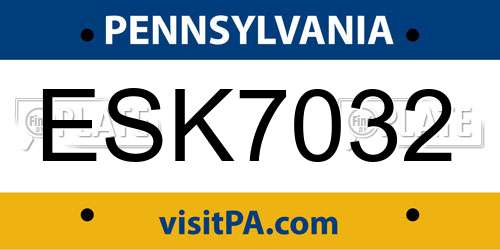 ESK7032 Pennsylvania License Plate