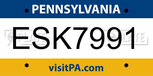 ESK7991 Pennsylvania License Plate