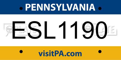 ESL1190 Pennsylvania License Plate