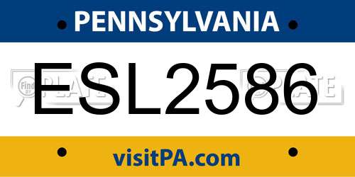 ESL2586 Pennsylvania License Plate