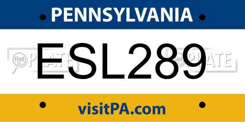 ESL289 Pennsylvania License Plate