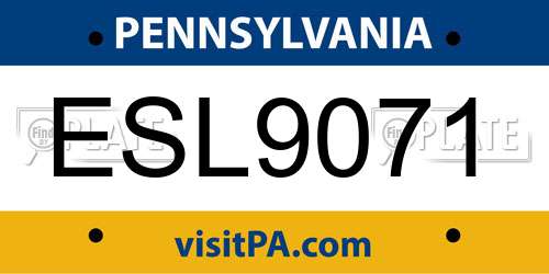 ESL9071 Pennsylvania License Plate