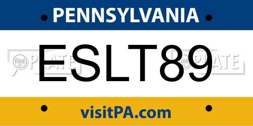 ESLT89 Pennsylvania License Plate