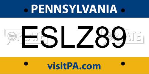 ESLZ89 Pennsylvania License Plate