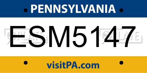 ESM5147 Pennsylvania License Plate