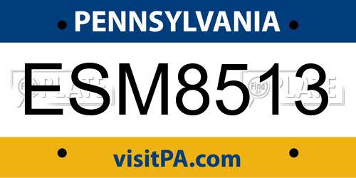 ESM8513 Pennsylvania License Plate