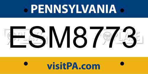 ESM8773 Pennsylvania License Plate