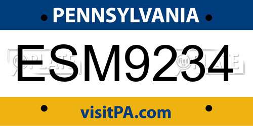ESM9234 Pennsylvania License Plate