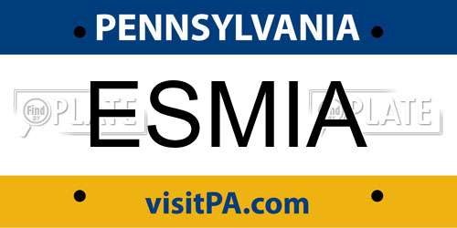 ESMIA Pennsylvania License Plate
