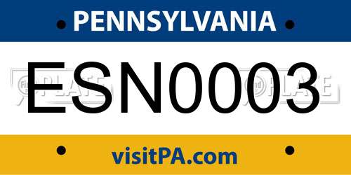 ESN0003 Pennsylvania License Plate