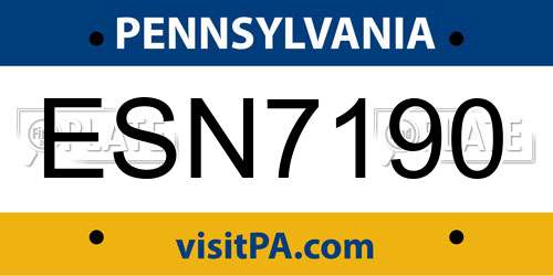 ESN7190 Pennsylvania License Plate