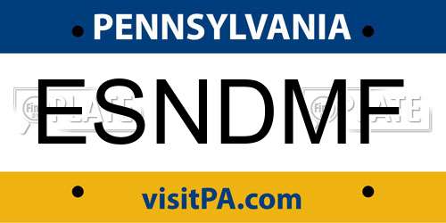 ESNDMF Pennsylvania License Plate