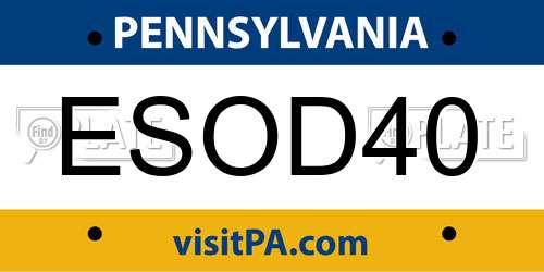 ESOD40 Pennsylvania License Plate