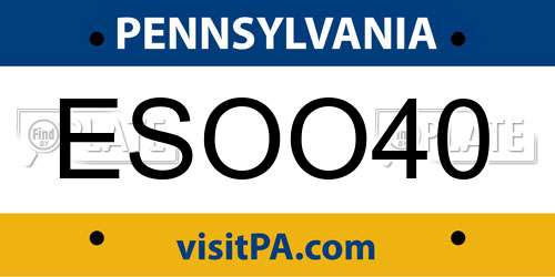 ESOO40 Pennsylvania License Plate