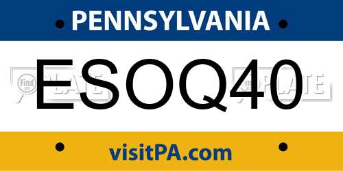 ESOQ40 Pennsylvania License Plate