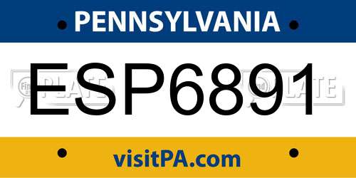 ESP6891 Pennsylvania License Plate