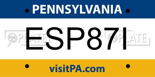 ESP87I Pennsylvania License Plate