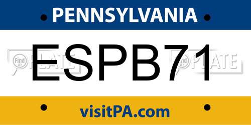 ESPB71 Pennsylvania License Plate
