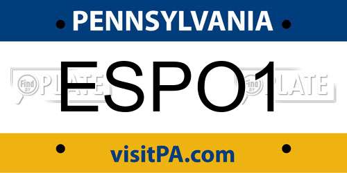ESPO1 Pennsylvania License Plate