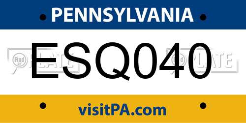 ESQ040 Pennsylvania License Plate