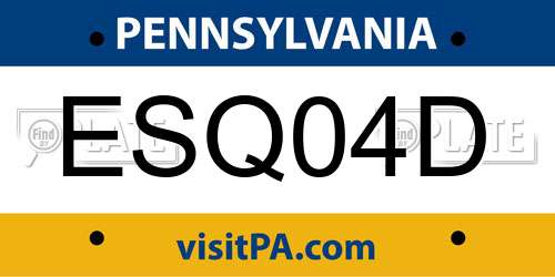 ESQ04D Pennsylvania License Plate