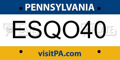ESQO40 Pennsylvania License Plate