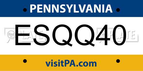 ESQQ40 Pennsylvania License Plate