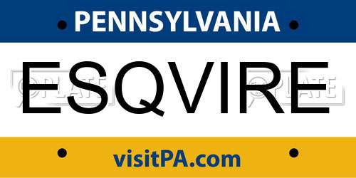 ESQVIRE Pennsylvania License Plate