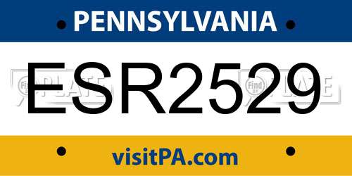 ESR2529 Pennsylvania License Plate
